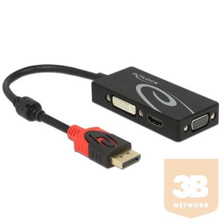 ADA Delock 62902 Displayport 1.2 dugós csatl. - VGA/HDMI/DVI csatlakozóhüvely 4K passzív adapter - Fekete