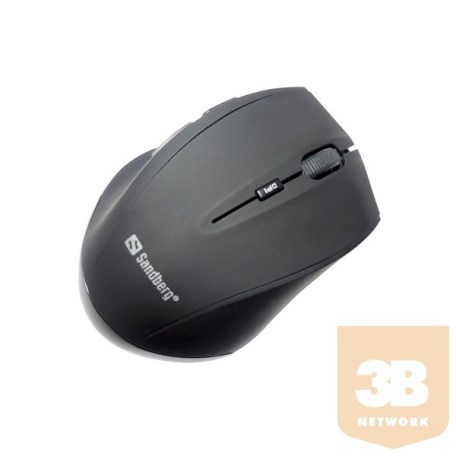 Sandberg Egér Vezeték nélküli - Wireless Mouse Pro (Optikai; 1000-1600DPI; 5 gomb; fekete)