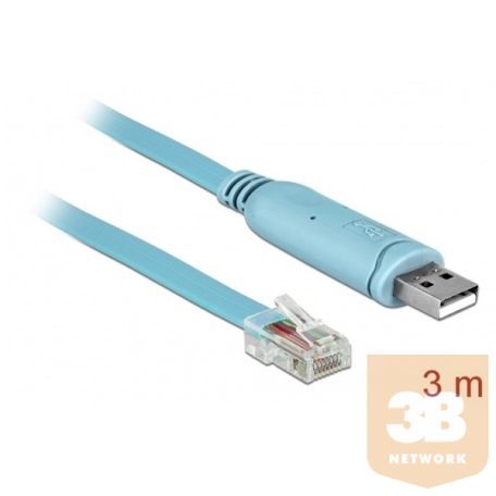 Delock Adapter - 63289 (USB2.0 -> 1xSoros RS-232 RJ45 apa-apa, kék, 3M)
