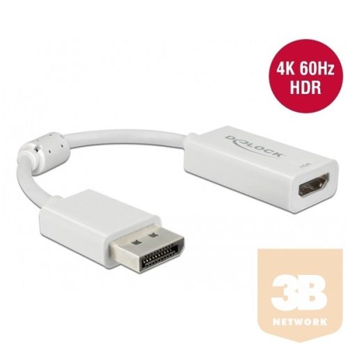 Delock Átalakító - 63936 (Displayport 1.4 -> HDMI 4K 60Hz-hez HDR, apa/anya, passzív, fehér)