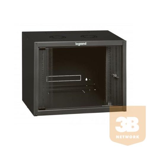 Legrand fali rack szekrény 19" 6U, 362x600x400, antracit, egyrekeszes, üvegajtós, készre szerelet max: 18 kg