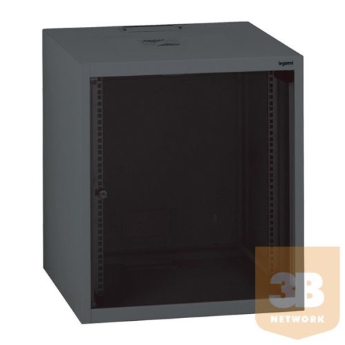 Legrand fali rack szekrény 19" 9U, 494x600x600, antracit, egyrekeszes, üvegajtós, készre szerelet, max: 27 kg