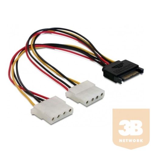 Delock 65159 15 tűs SATA (apa) – 2 db 4 tűs Molex (anya), 20 cm-es hálózati kábel