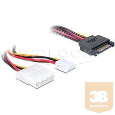   KAB Delock 65227 15pin SATA (apa) - 4pin Molex (anya) + 3,5” floppy Y hálózati kábel - 0,3m