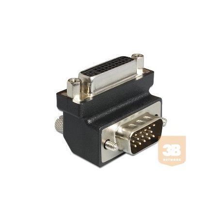 Delock adapter, DVI 24+5 pin (F) -> VGA 15 pin (M) 90° hajlított