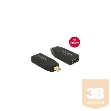 ADA Delock 65583 miniDisplayport 1.2 dugós csatl. - HDMI csatlakozóhüvely 4K passzív - Fekete
