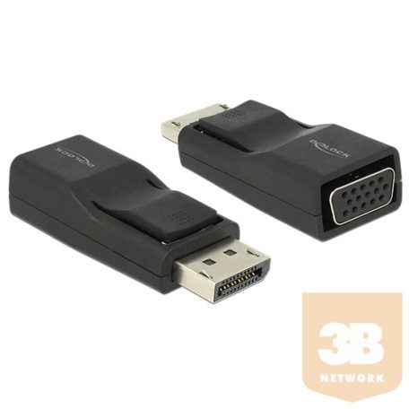 ADA Delock 65653 DisplayPort 1.2 dugós csatl. > VGA csatl. hüvely adapter - Fekete