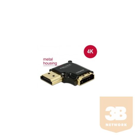 ADA Delock 65660 HDMI-A anya > HDMI-A apa High Speed HDMI Ethernettel 4K 90° balra elforgatott adapter - Fekete