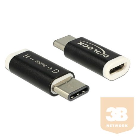 ADA Delock 65678 USB2.0 micro-B csatl. hüvely anya > USB Type-C 2.0 apa csatl. hüvely adapter - Fekete
