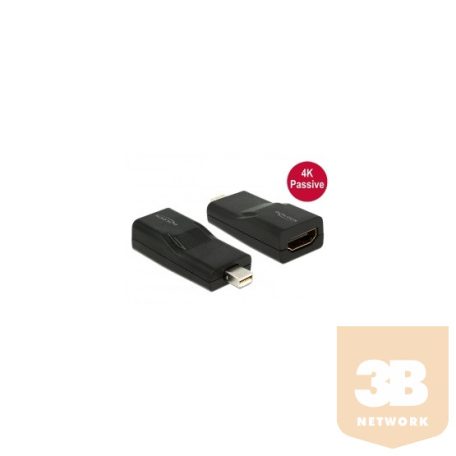 ADA Delock 65686 mini Displayport 1.2 dugós csatl. > HDMI csatl. hüvely 4K passzív adapter - Fekete