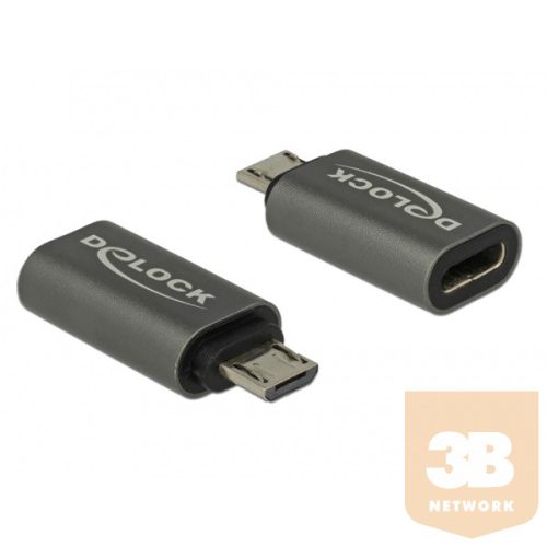 Delock Adapter USB 2.0 Micro-B apa - USB Type-C 2.0 anya adapter antracit