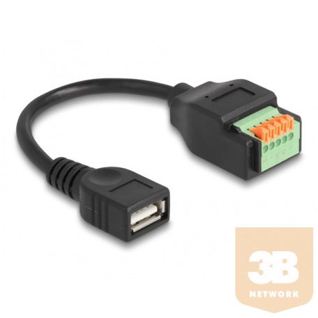 Delock Adapter - 66062 (USB 2.0 kábel anya - terminal block lenyomó gombbal, 15cm)
