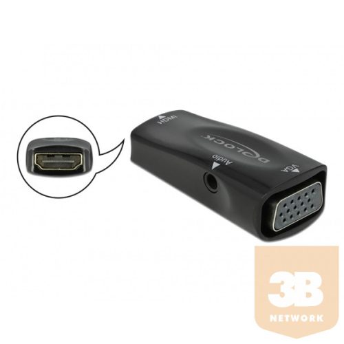 DELOCK Átalakító HDMI-A female to VGA female 1080p audió funkcióval