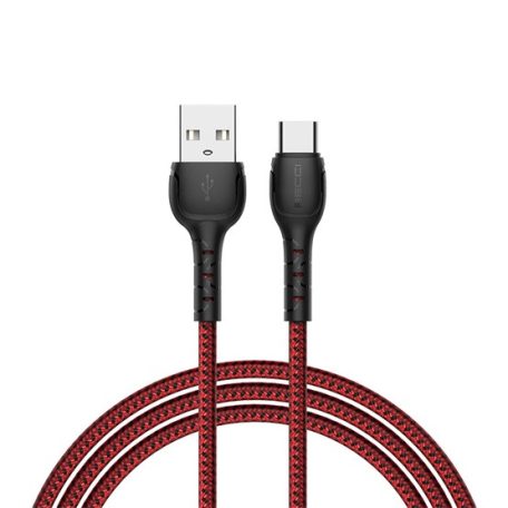 KAB RECCI RTC-N16CR 3A TypeC-USB szövet kábel, piros - 1m