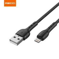   KAB RECCI RTC-N16LB 3A Lightning-USB szövet kábel, fekete - 1m