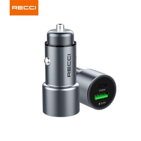 CHG RECCI RCC-P01 Autós töltő USB-C+USB-A 42,5W, fém