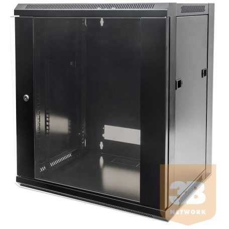 Intellinet fali rack szekrény, 19, 15U/600mm, üvegajtó, egyszekciós, fekete"