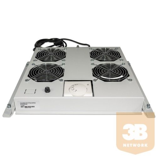 Manhattan Rackszekrény ventilátor - 712798 (19", tetőre szerelhető, 4 ventilátor, termosztát, szürke)