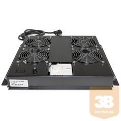   Manhattan Rackszekrény ventilátor - 712866 (19", tetőre szerelhető, 4 ventilátor, termosztát, fekete)