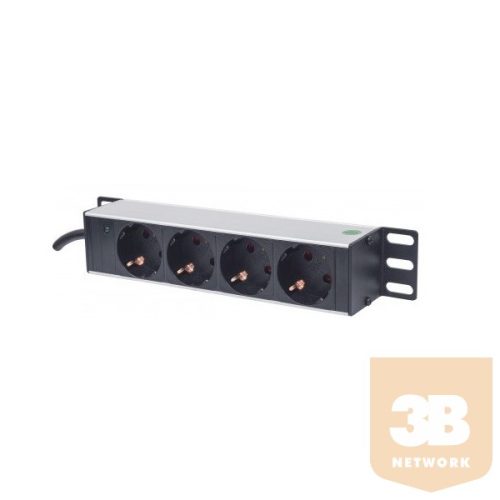 Manhattan 714020 10" Rackmount elosztó, 4 aljzat, LED fény, 1.8m