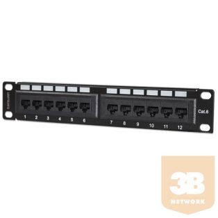 208014 12-Port Cat.6 Shielded Patch Panel, Light Grey - Equip