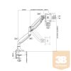 Multibrackets asztali rögzítő Gas Spring Single, dönthető, forgatható 15-27", fehér