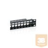 Equip 769124 Cat6 Keystone patch panel 24 port, 1U, árnyékolt, fekete