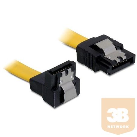 Delock 82474 SATA sárga, lefele / egyenes csatl. (fémlappal), 30 cm-es összekötő kábel