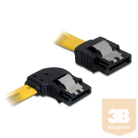 Delock 82493 SATA sárga, bal/egyenes csatl. (fémlappal), 50 cm-es összekötő kábel