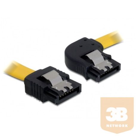 KAB Delock 82496 jobb/egyenes sárga SATA (fémlappal) összekötő kábel - 0,3m