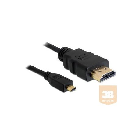 Delock HDMI kábel, HDMI -> HDMI micro V1.4, 1m, M/M, nikkelezett csatlakozó
