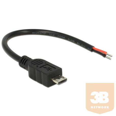 KAB Delock 82697 USB2.0 micro-B apa > 2x nyitott vezetékű Raspberry Pi kábel - 0,1m