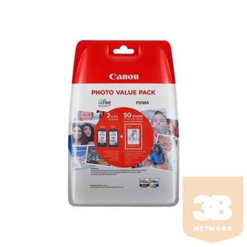 CANON PG-545XL/CL546XL Tintapatron multipack Pixma MG2450, 2550 nyomtatókhoz, fekete, színes, + GP501 (50 lap 10x15) pa