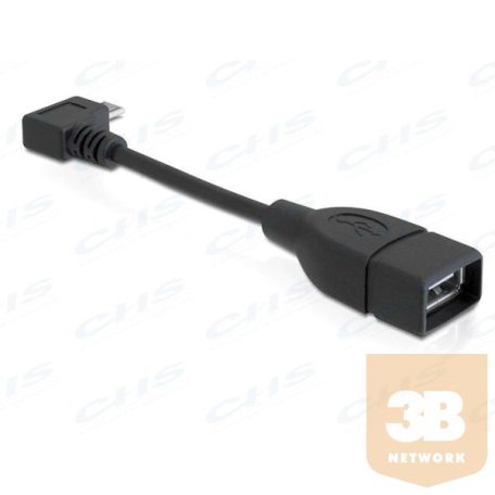DELOCK kábel USB 2.0 Micro-B male 90 fokos to USB 2.0-A female OTG, 11cm