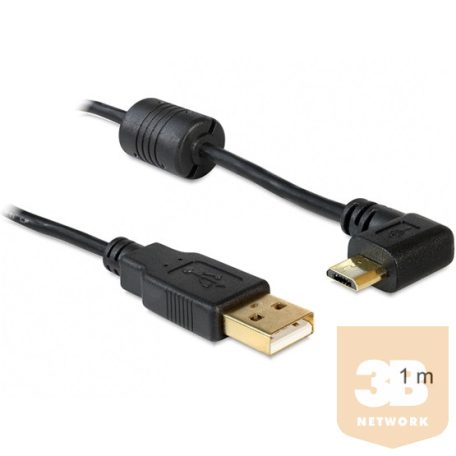 KAB Delock 83147 USB-A apa > USB micro-B apa kábel 90°-ban forgatott bal/jobb - 1m