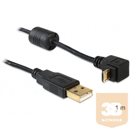 KAB Delock 83148 USB-A apa > USB micro-B apa kábel 90°-ban forgatott fel/le - 1m