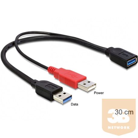 KAB Delock 83176 USB 3.0-A anya > USB 3.0-A apa + USB 2.0-A apa kábel - 30cm