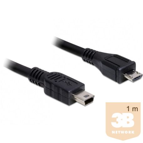 KAB Delock 83177 USB 2.0 micro-B apa - USBmini apa kábel - 1m