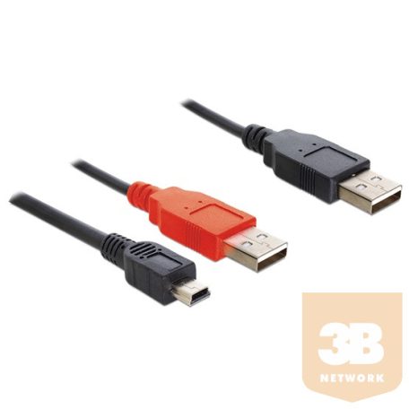 KAB Delock 83178 2x USB2.0-A apa > USB mini 5pin kábel - 0,3m
