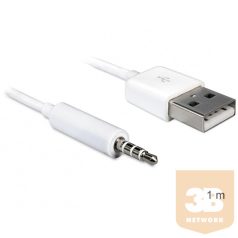   KAB Delock 83182 USB-A apa > sztereo jack 3,5mm apa 4pin IPod Shuffle kábel - 1m