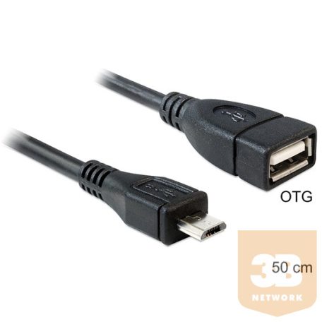KAB Delock 83183 USB microB apa > USB 2.0-A anya OTG kábel - 0,5m