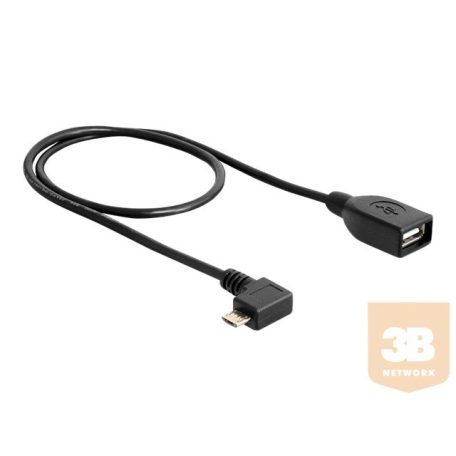 DELOCK 83271 Delock kábel, USB micro-B (M) -> USB 2.0-A (F) OTG, hajlított, 50 cm