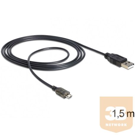 KAB Delock 83272 USB apa -micro USB - B apa adat - és tápkábel - 1,5m