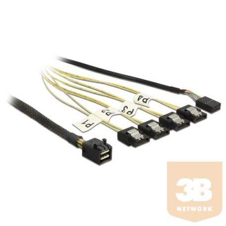 ADA Delock 83320 Kábel Mini SAS HD SFF-8643 > 4 x 7 tus SATA fordított + oldalsáv, 0,5 m