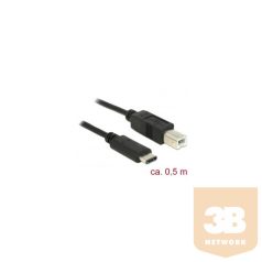   ADA Delock 83328 USB C 2.0 dugó > USB 2.0 B dugó fekete - 0,5 m