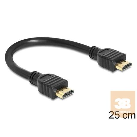 Delock HDMI kábel, HDMI V1.4 High Speed Ethernet, M/M, 0.25m