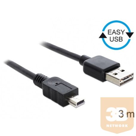 KAB Delock 83364 EASY - USB 2.0 A apa/USB 2.0 mini apa kábel - 3m