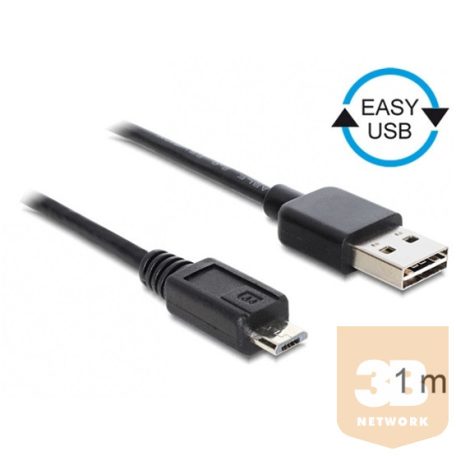 KAB Delock 83366 EASY - USB 2.0 A apa/USB 2.0 micro - B apa kábel - 1m