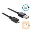 KAB Delock 83368 EASY - USB 2.0 A apa/USB 2.0 micro - B apa kábel - 3m