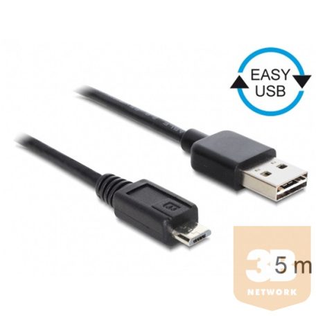 KAB Delock 83369 EASY - USB 2.0 A apa/USB 2.0 micro - B apa kábel - 5m